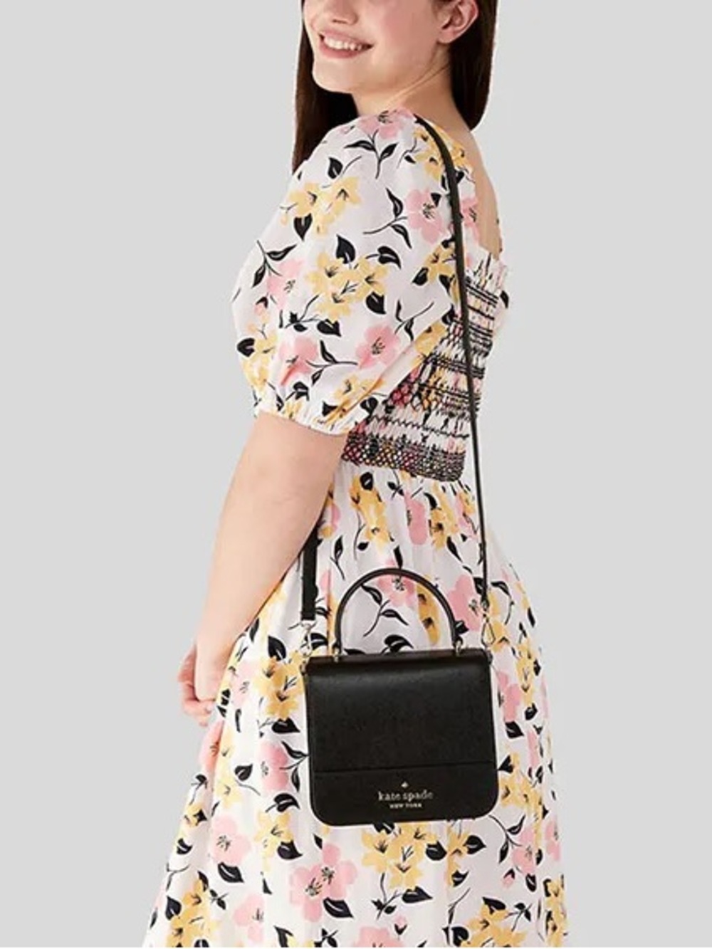 kate spade Staci Square Black Saffiano Leather